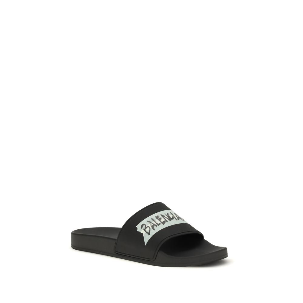 Balenciaga Black Rubber Sandals | Regal Royce