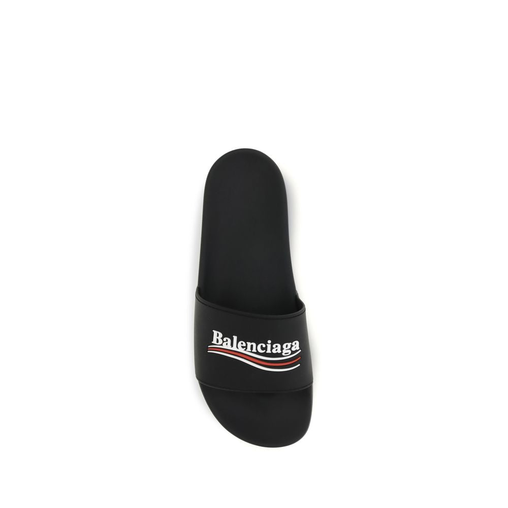 Balenciaga Black Rubber Slippers | Regal Royce