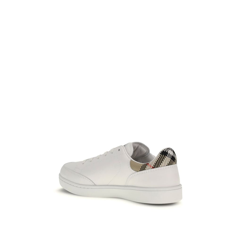 Burberry White Calf Leather Bos Taurus Low Top Sneakers | Regal Royce