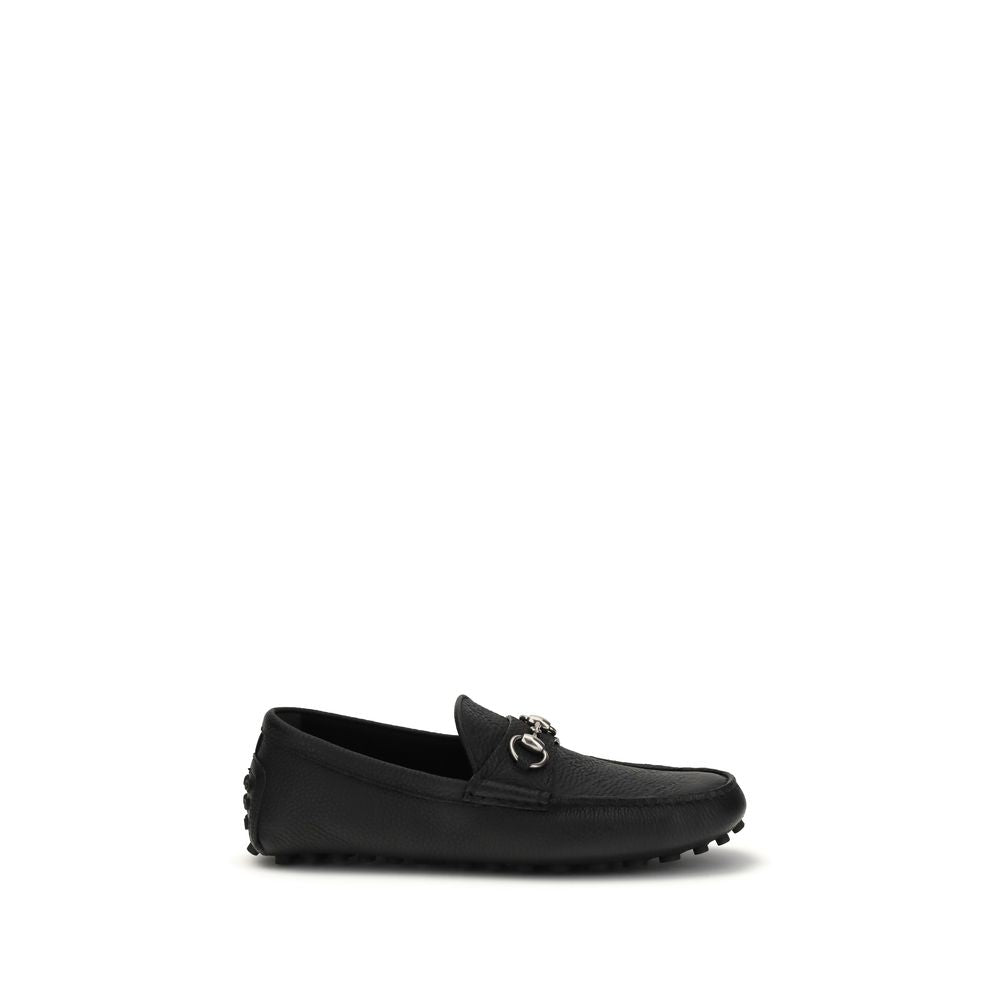 Gucci Black Calf Leather Bos Taurus Slip-On Loafers | Regal Royce