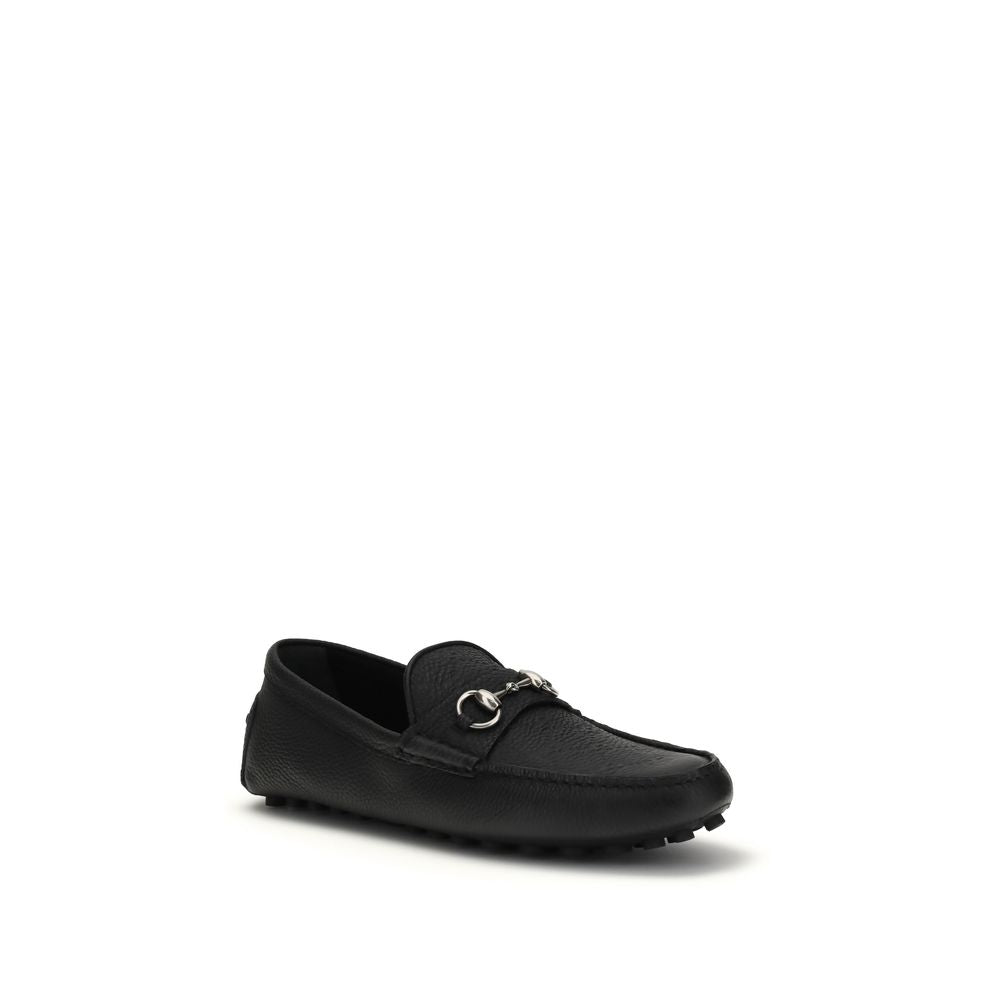 Gucci Black Calf Leather Bos Taurus Slip-On Loafers | Regal Royce