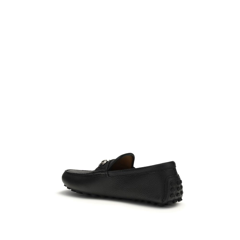 Gucci Black Calf Leather Bos Taurus Slip-On Loafers | Regal Royce