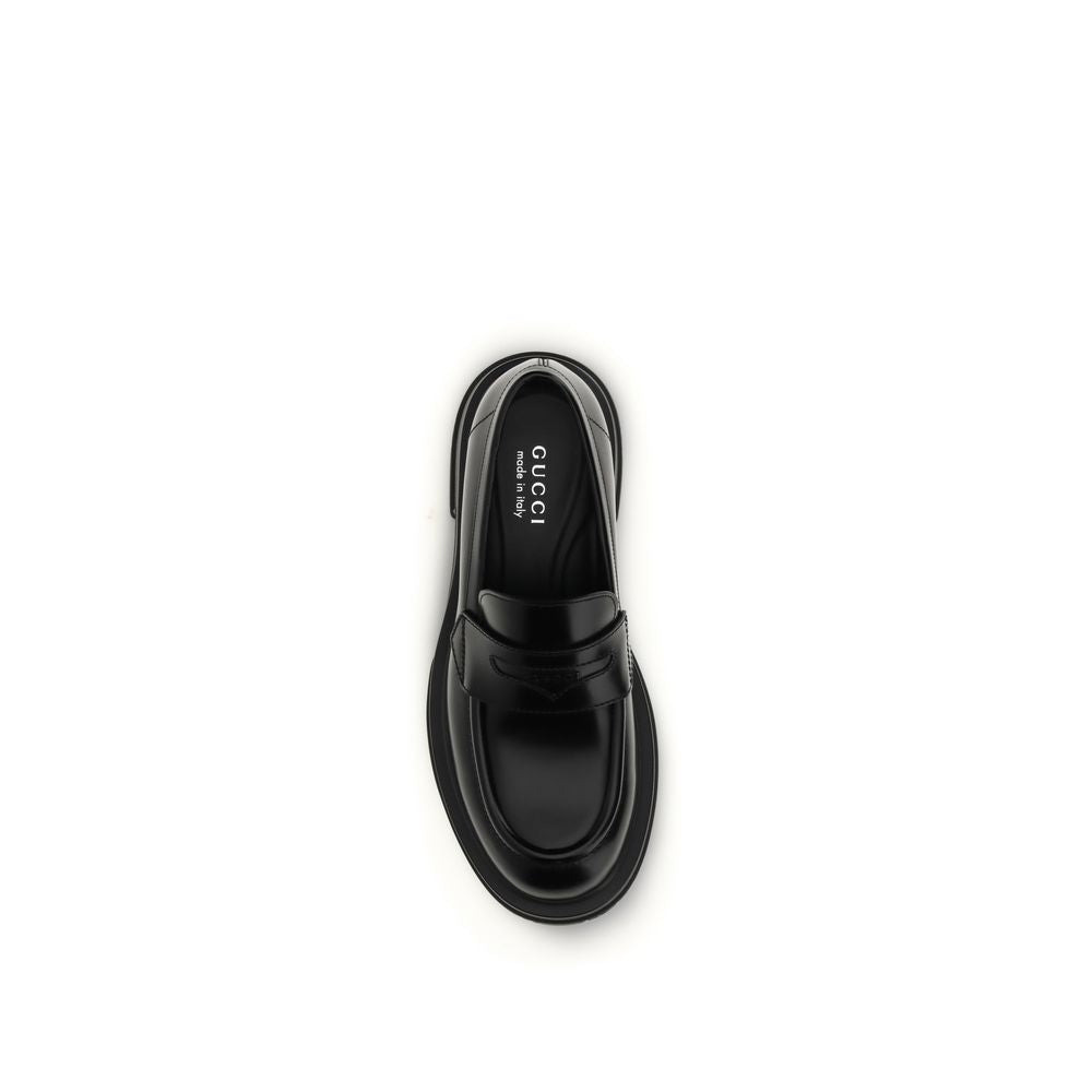 Gucci Black Calf Leather Bos Taurus Slip-On Loafers | Regal Royce