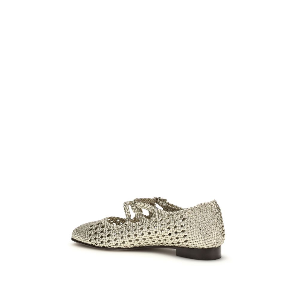 Carel Paris Silver Calf Leather Bos Taurus Ballet Flats | Regal Royce