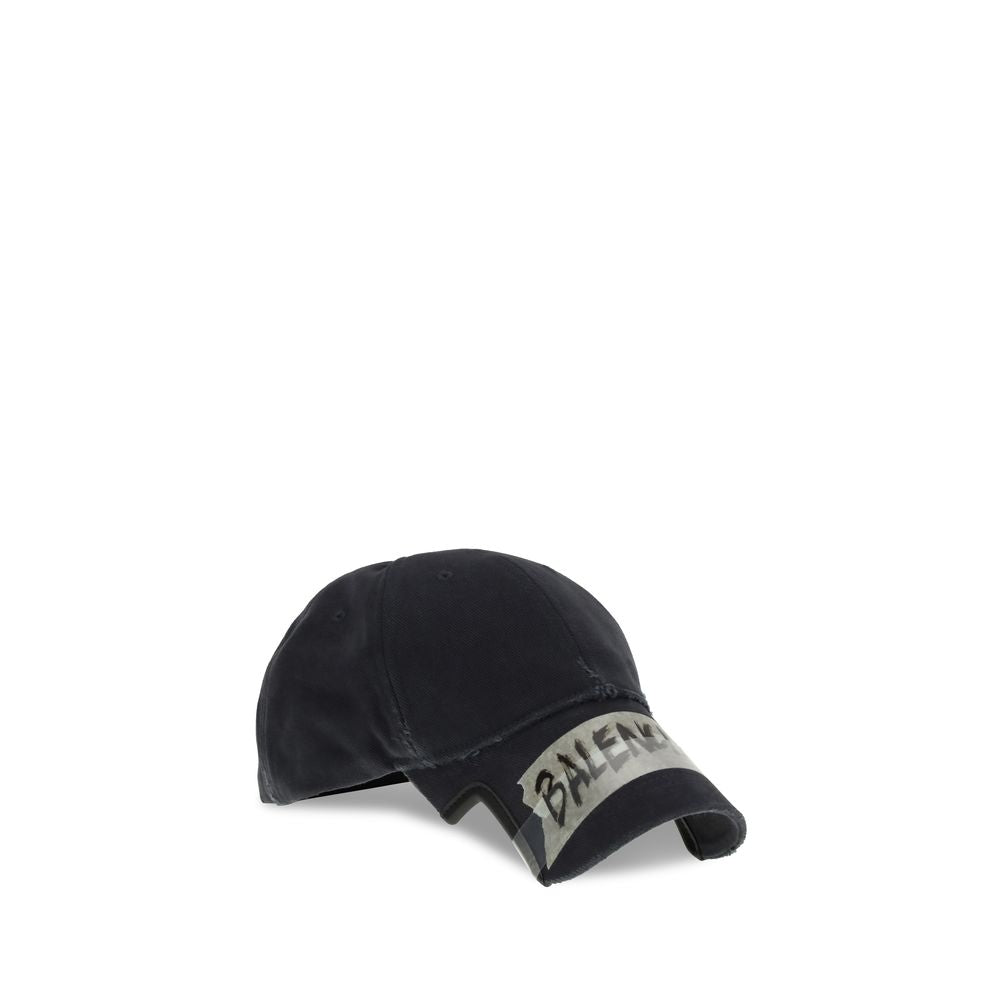 Balenciaga Black Cotton Cap (Baseball Hat) | Regal Royce