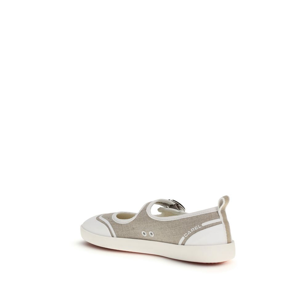 Carel Paris Beige Cotton Ballet Flats | Regal Royce