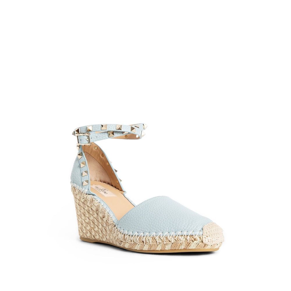 Valentino Garavani Blue Calfskin Wedge Sandals | Regal Royce