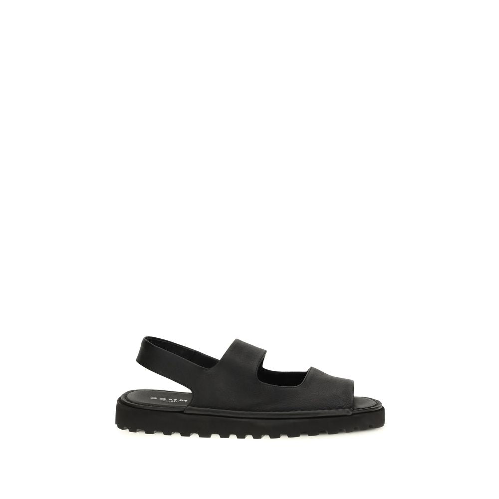 Marsell Black Calf Leather Bos Taurus Flat Sandals | Regal Royce