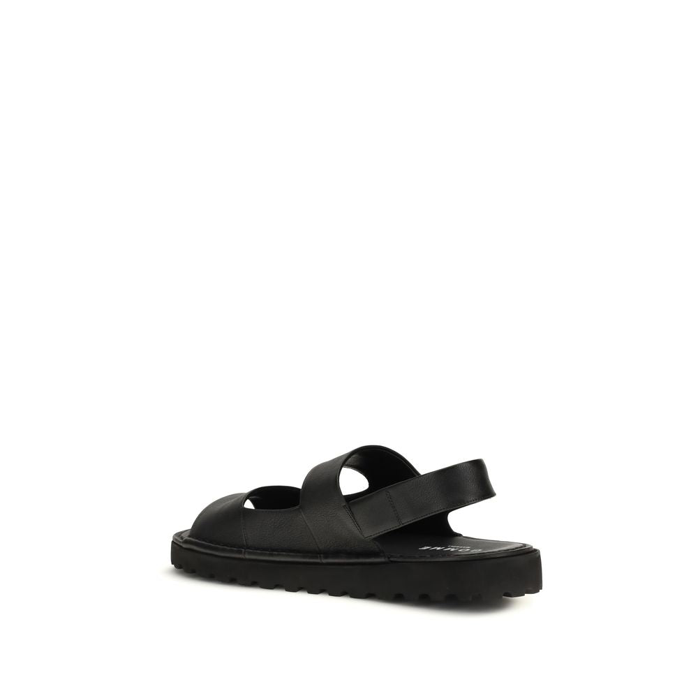 Marsell Black Calf Leather Bos Taurus Flat Sandals | Regal Royce