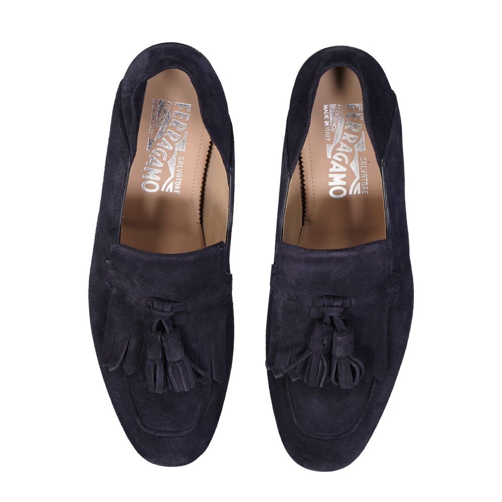 Salvatore Ferragamo Blue Calfskin Slip-On Loafers | Regal Royce