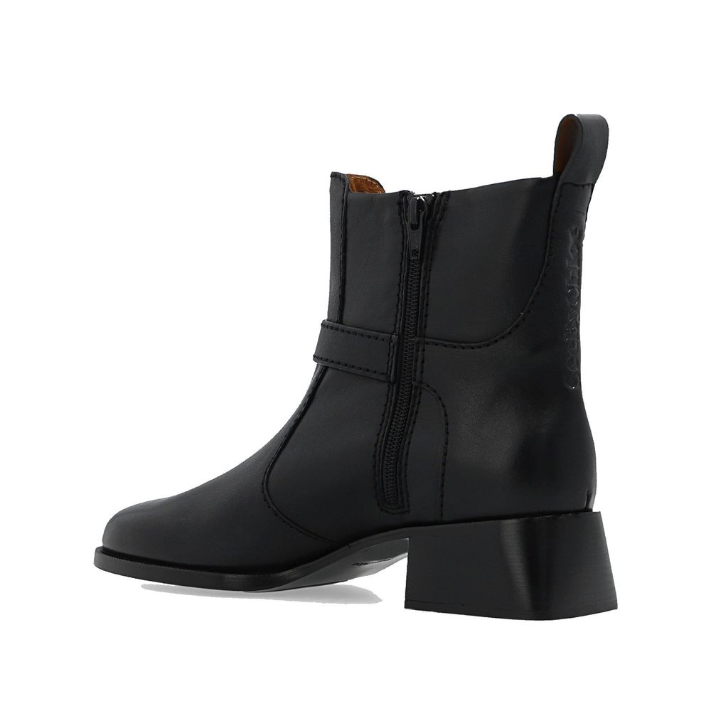 See By Chloé Black Calfskin Ankle Boots | Regal Royce