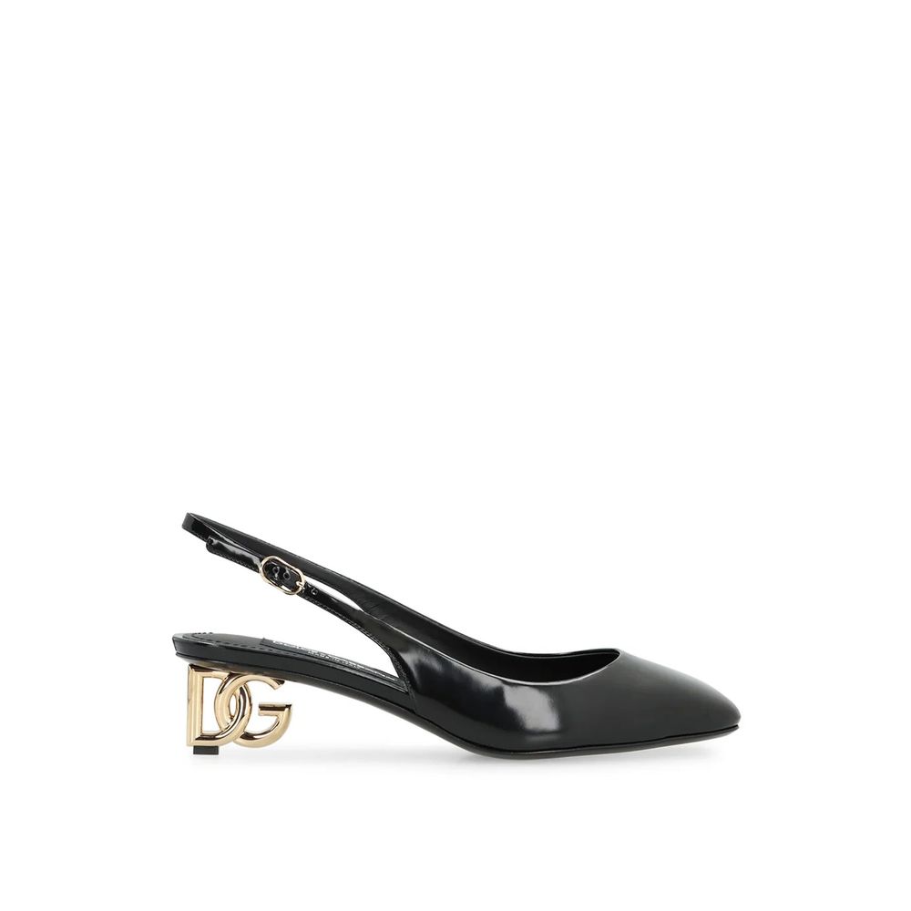 Dolce & Gabbana Black Calfskin Mid Heel Pumps | Regal Royce