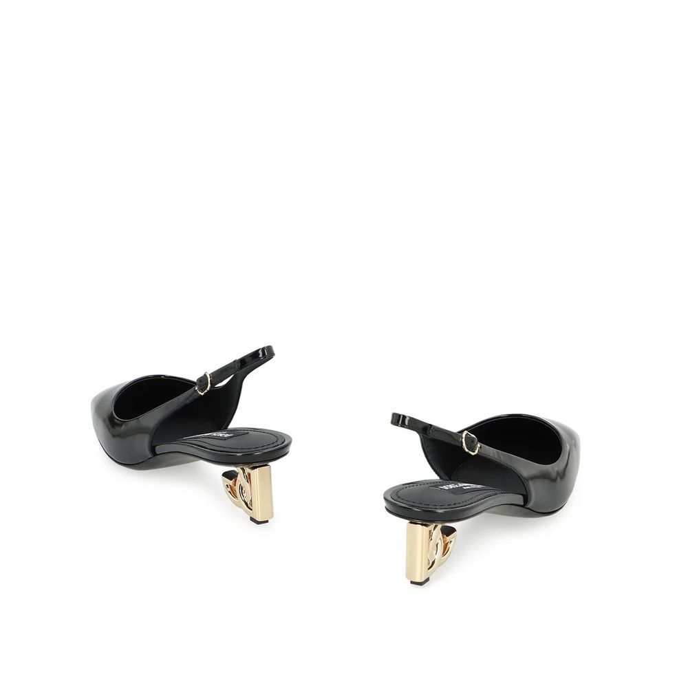 Dolce & Gabbana Black Calfskin Mid Heel Pumps | Regal Royce