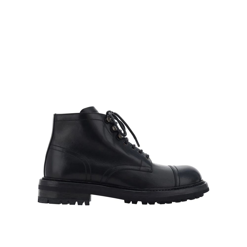 Dolce & Gabbana Black Calfskin Lace-Up Boots | Regal Royce