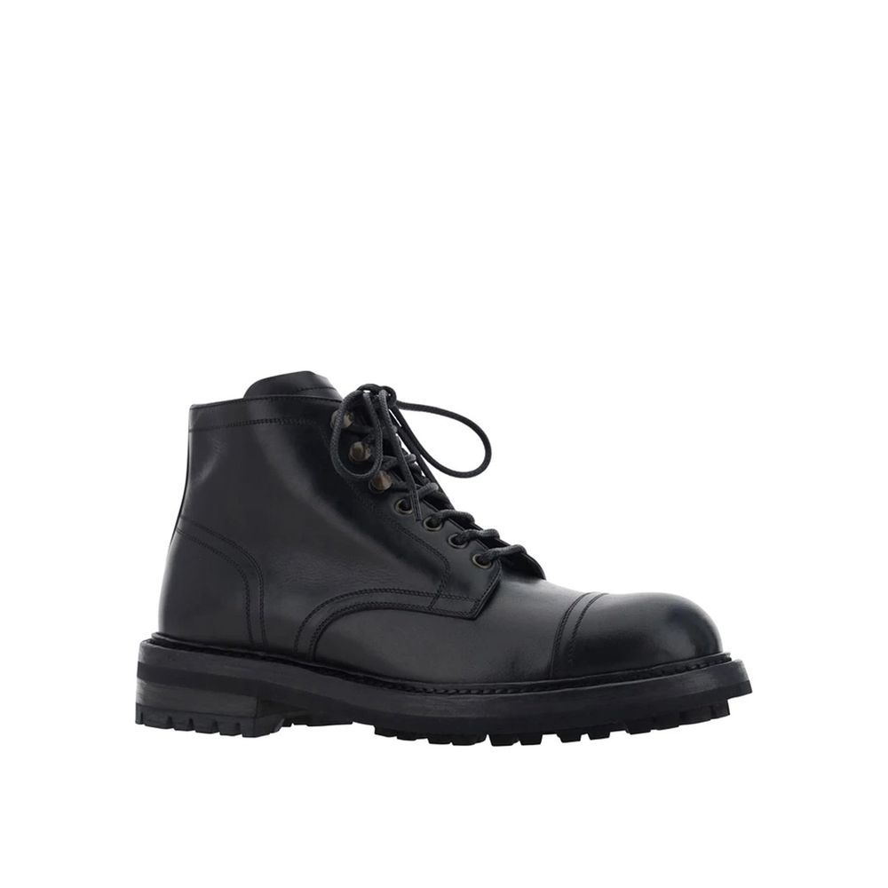 Dolce & Gabbana Black Calfskin Lace-Up Boots | Regal Royce