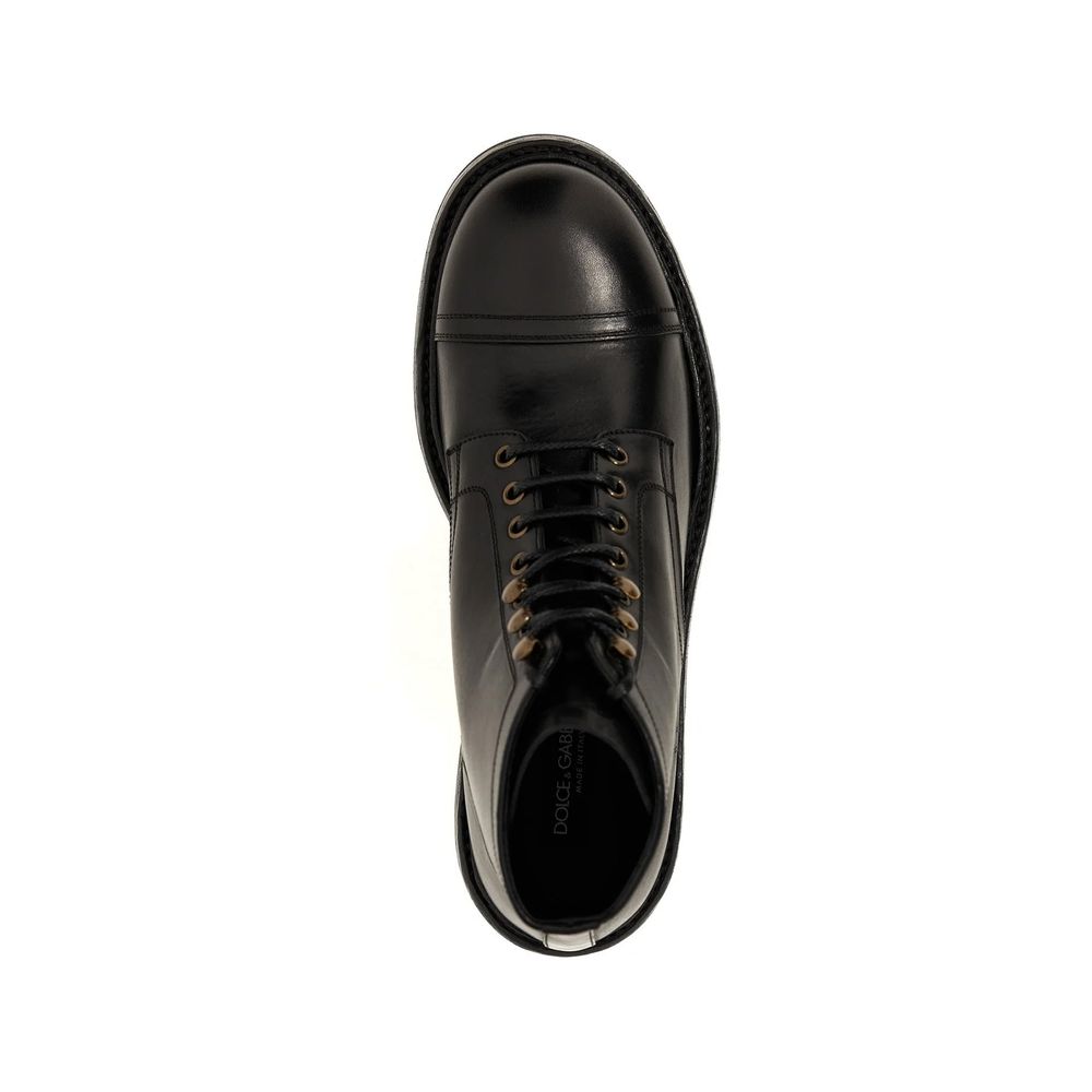 Dolce & Gabbana Black Calfskin Lace-Up Boots | Regal Royce