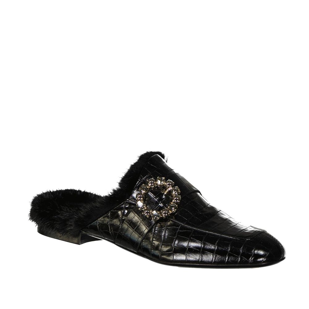 Eleventy Black Calfskin Mules | Regal Royce