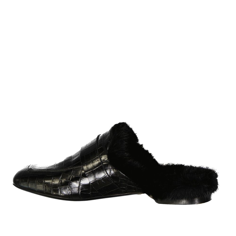 Eleventy Black Calfskin Mules | Regal Royce