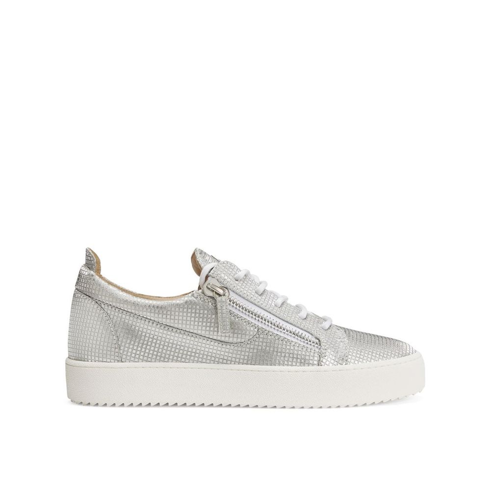 Giuseppe Zanotti Silver Fabric Low Top Sneakers | Regal Royce