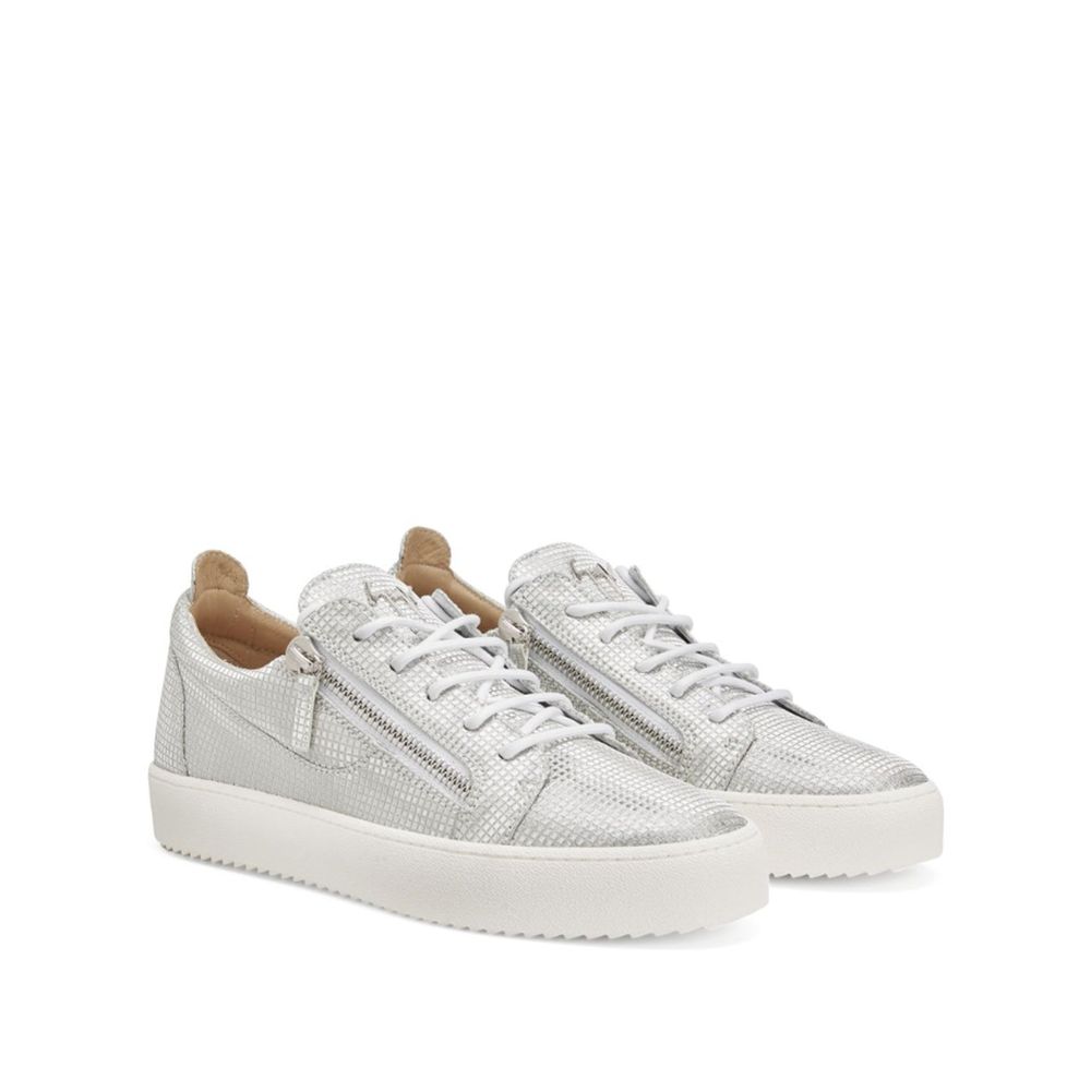 Giuseppe Zanotti Silver Fabric Low Top Sneakers | Regal Royce