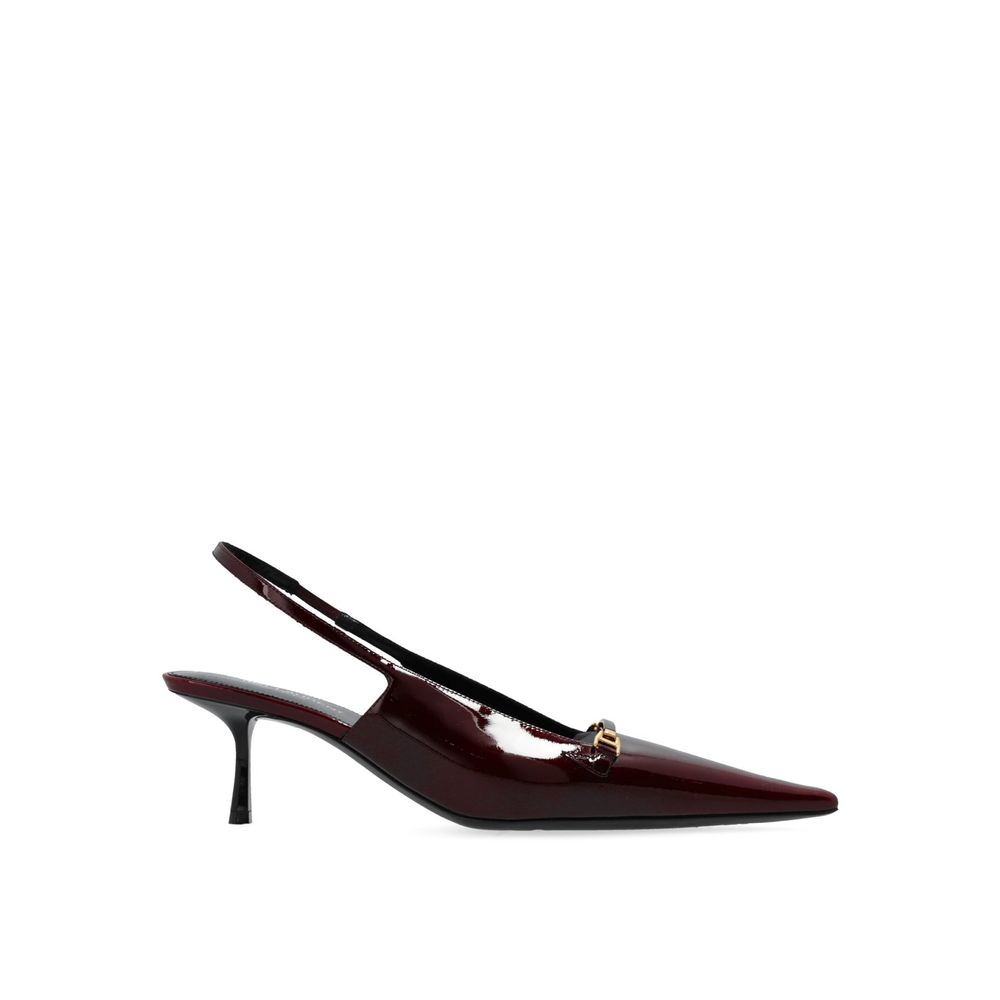 Saint Laurent Burgundy Calfskin Mid Heel Pumps | Regal Royce