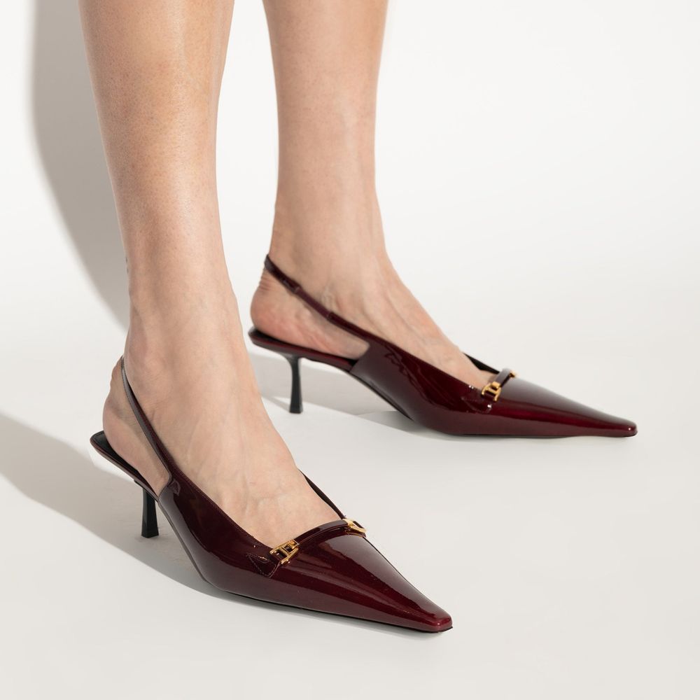 Saint Laurent Burgundy Calfskin Mid Heel Pumps | Regal Royce