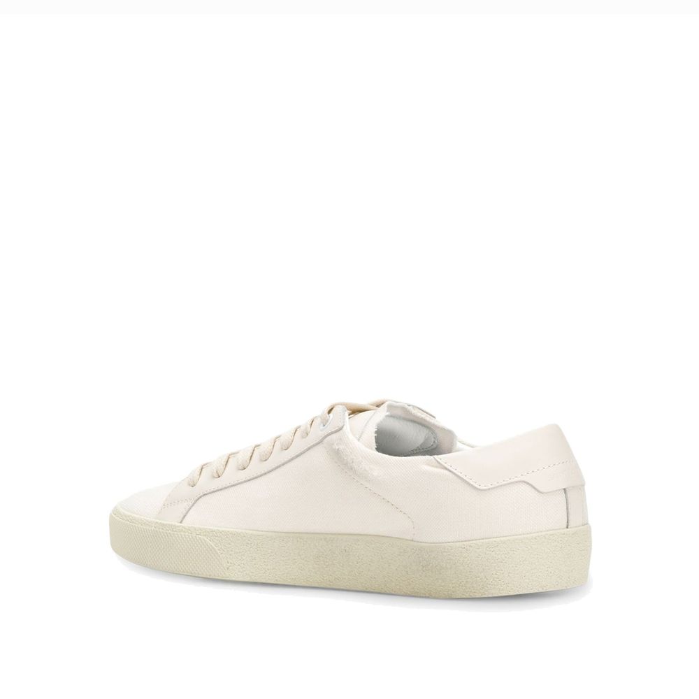 Saint Laurent White Canvas Low Top Sneakers | Regal Royce
