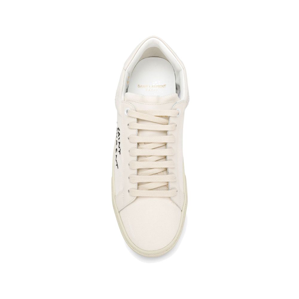 Saint Laurent White Canvas Low Top Sneakers | Regal Royce