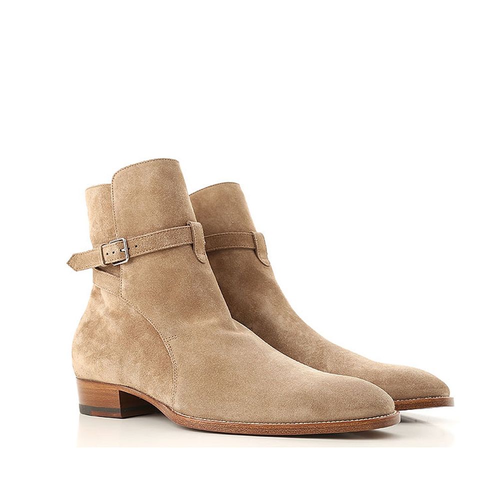 Saint Laurent Beige Calfskin Ankle Boots | Regal Royce