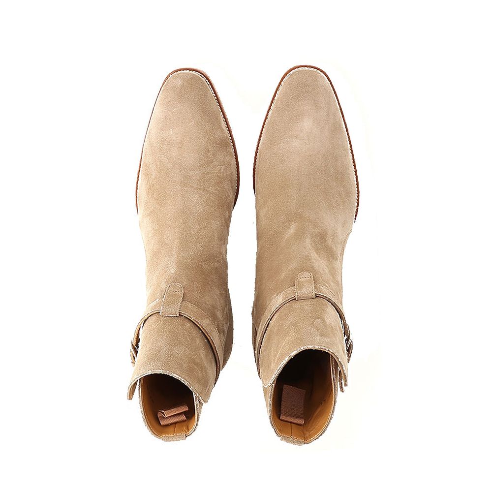 Saint Laurent Beige Calfskin Ankle Boots | Regal Royce