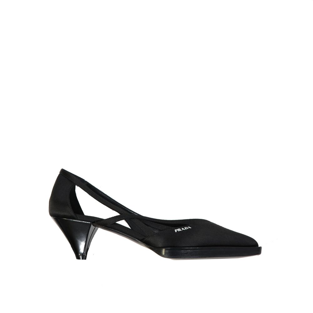 Prada Black Silk Mid Heel Pumps | Regal Royce