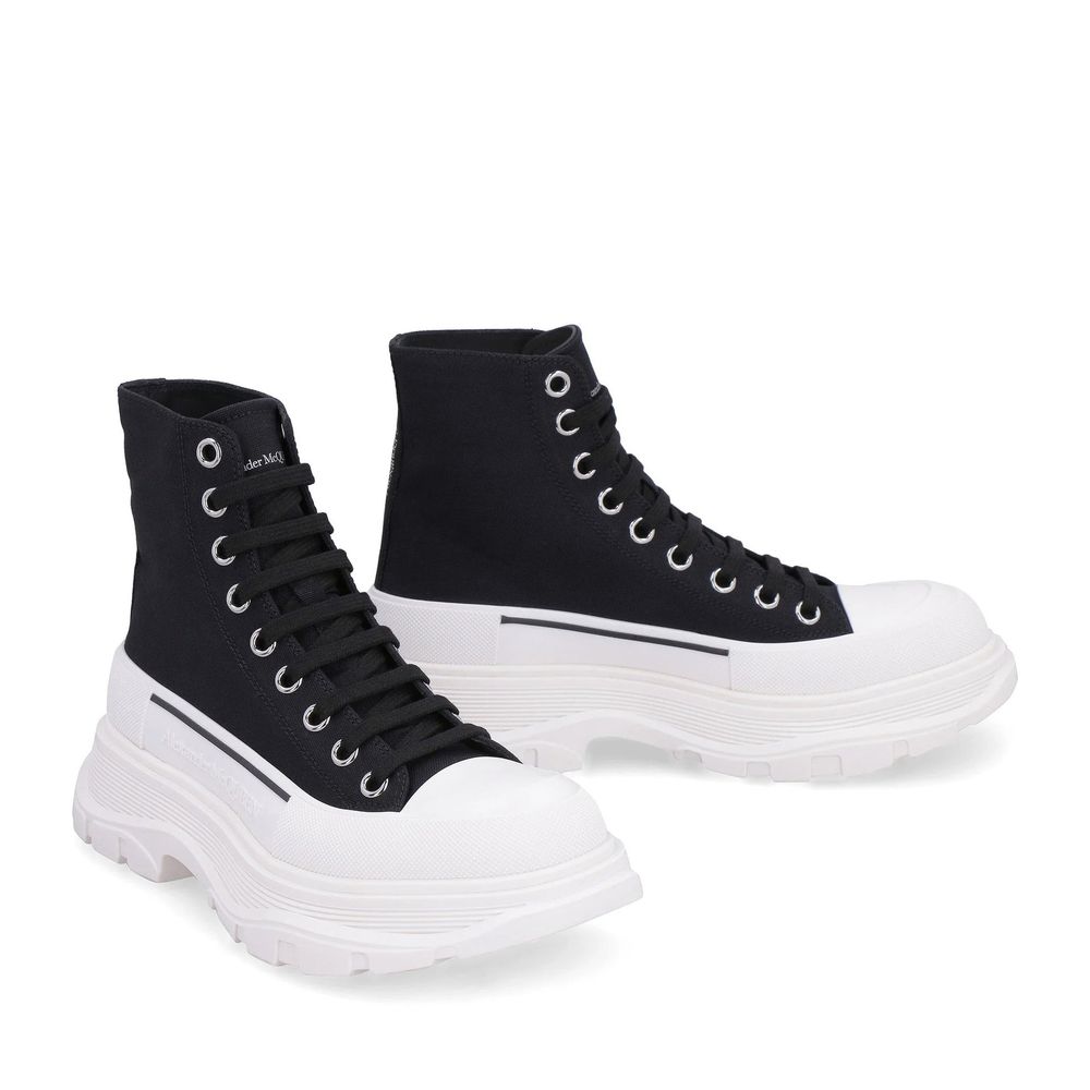 Alexander McQueen Black Canvas High Top Sneakers | Regal Royce