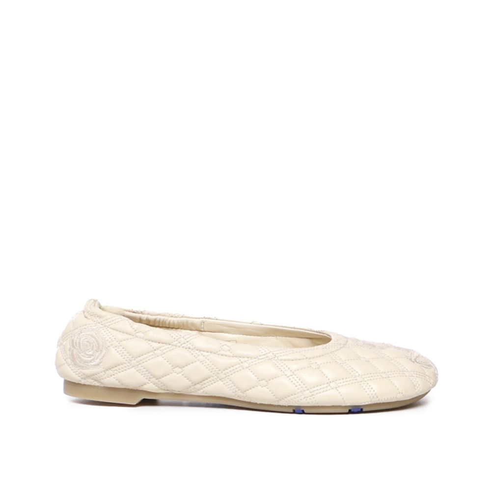 Burberry White Lamb Leather Ballet Flats | Regal Royce