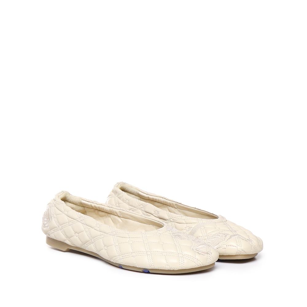 Burberry White Lamb Leather Ballet Flats | Regal Royce