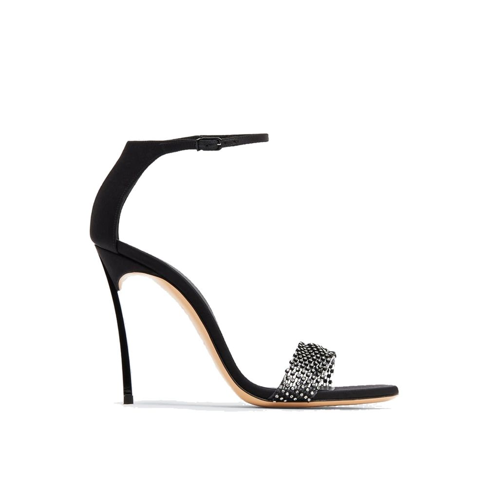 Casadei Black Silk Stiletto Heel Sandals | Regal Royce