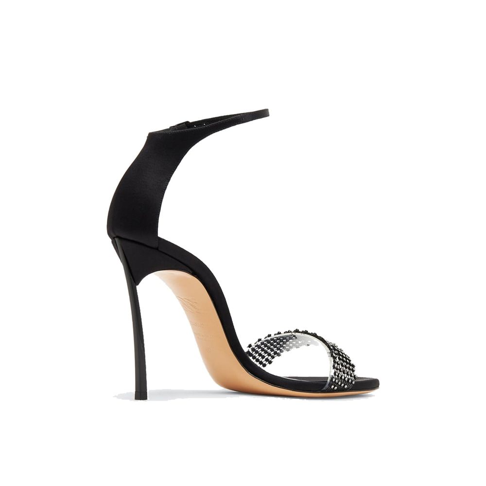 Casadei Black Silk Stiletto Heel Sandals | Regal Royce
