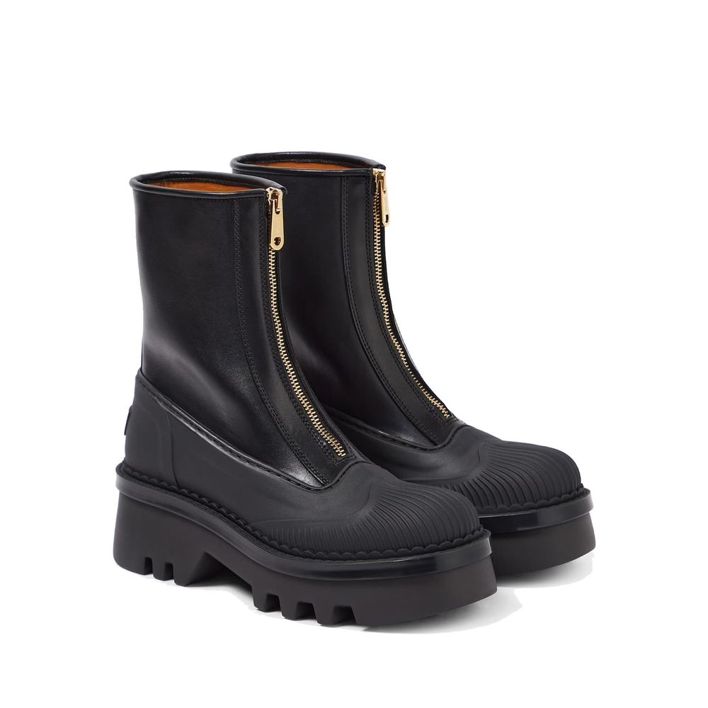 Chloé Black Calfskin Lace-Up Boots | Regal Royce