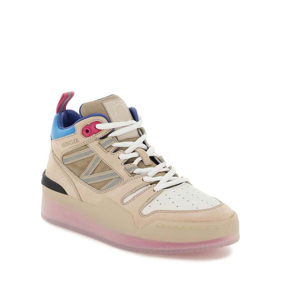Moncler Beige Leather High Top Sneakers | Regal Royce