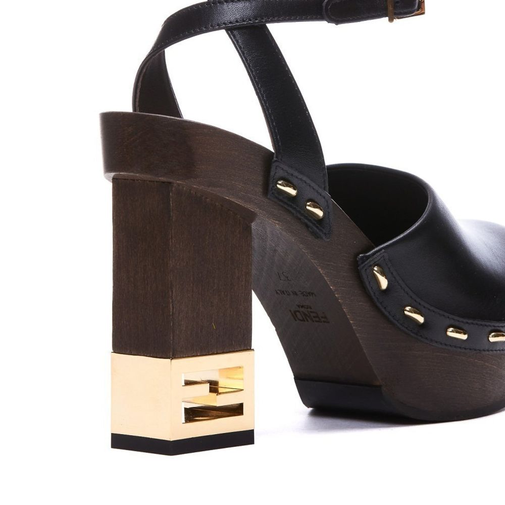 Fendi Black Calfskin Clogs | Regal Royce