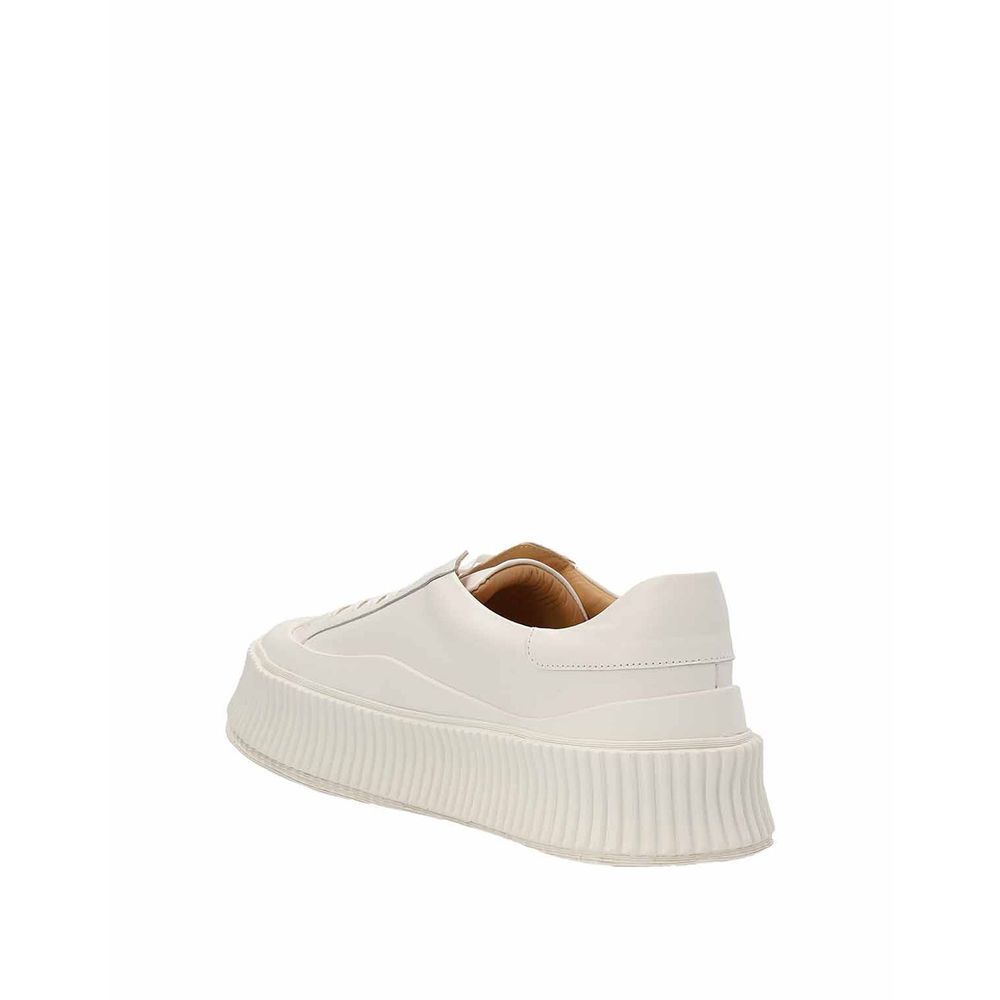 Jil Sander White Calfskin Platform Sneakers | Regal Royce