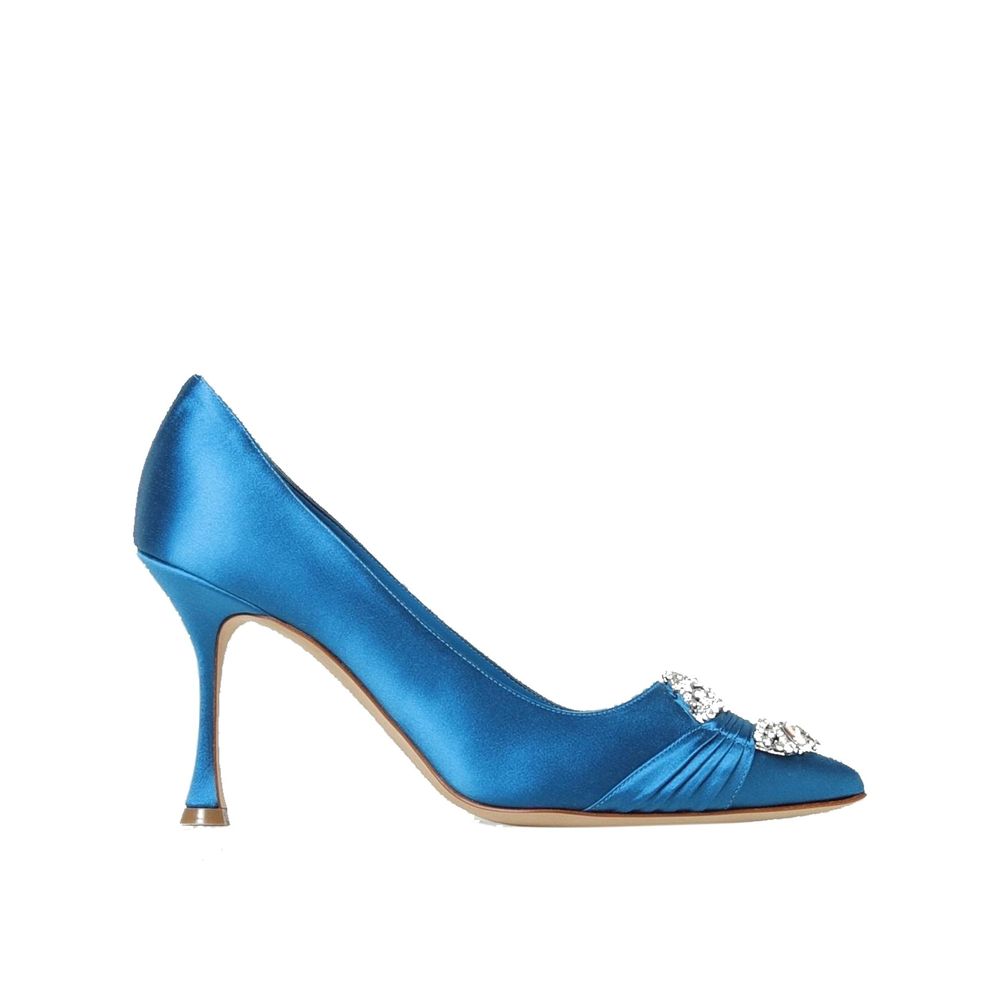 Manolo Blahnik Blue Silk High Heel Pumps | Regal Royce