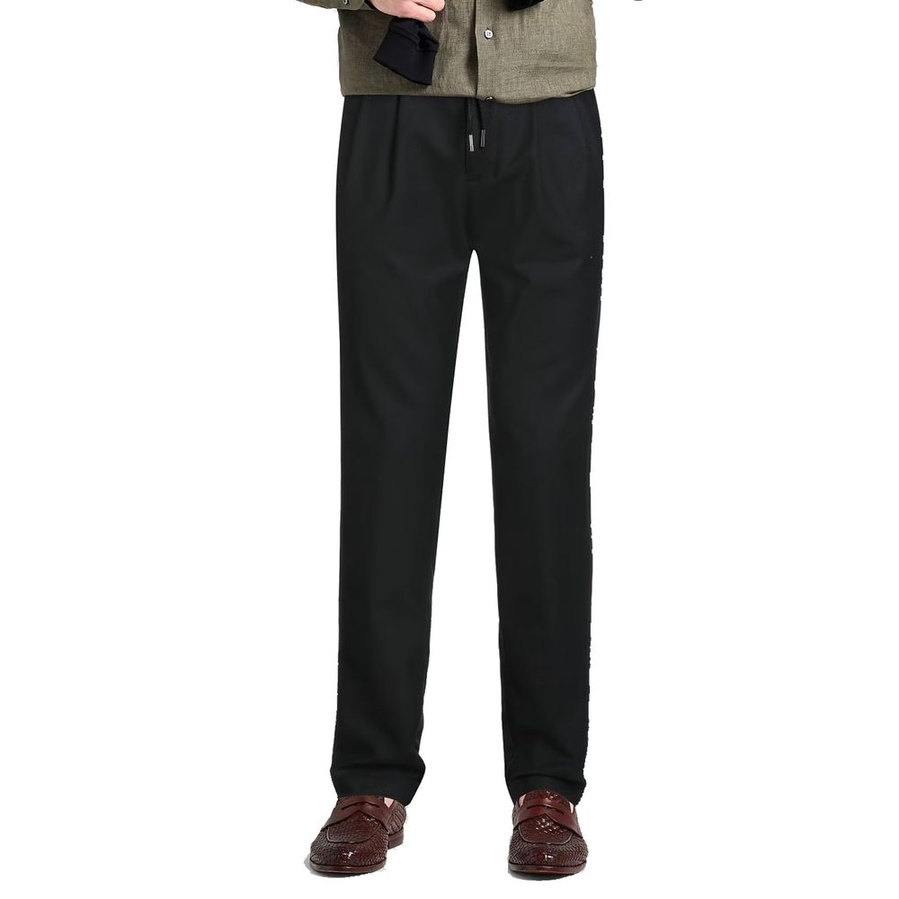 Herno Black Elastane Casual Pants | Regal Royce