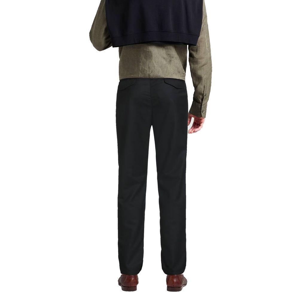 Herno Black Elastane Casual Pants | Regal Royce