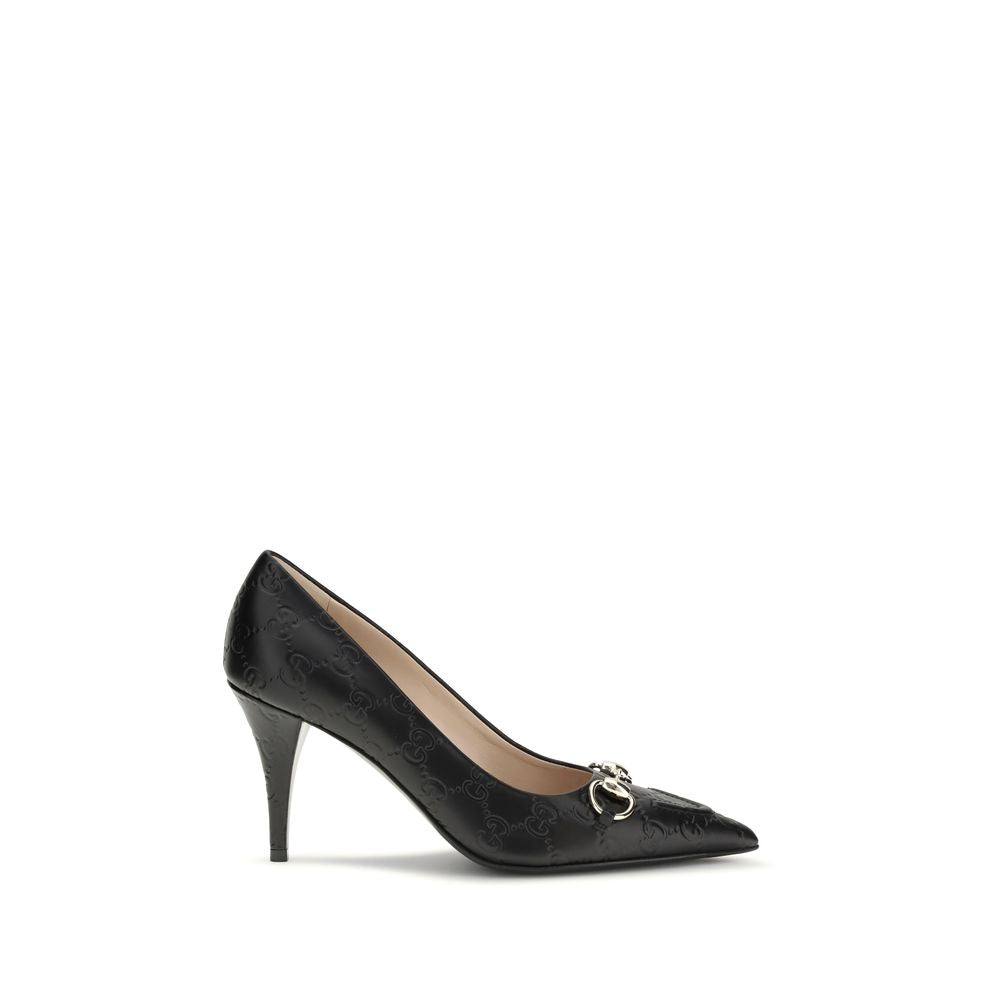 Gucci Black Calf Leather Bos Taurus Mid Heel Pumps | Regal Royce