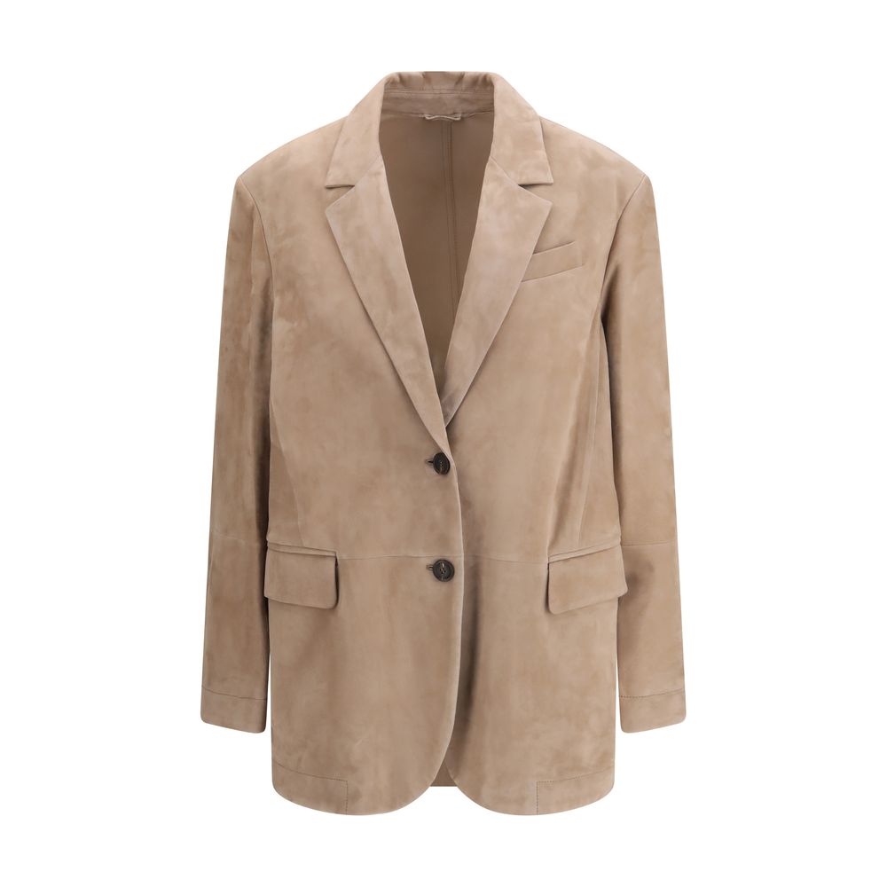 Brunello Cucinelli Beige Calf Leather Bos Taurus Coat | Regal Royce