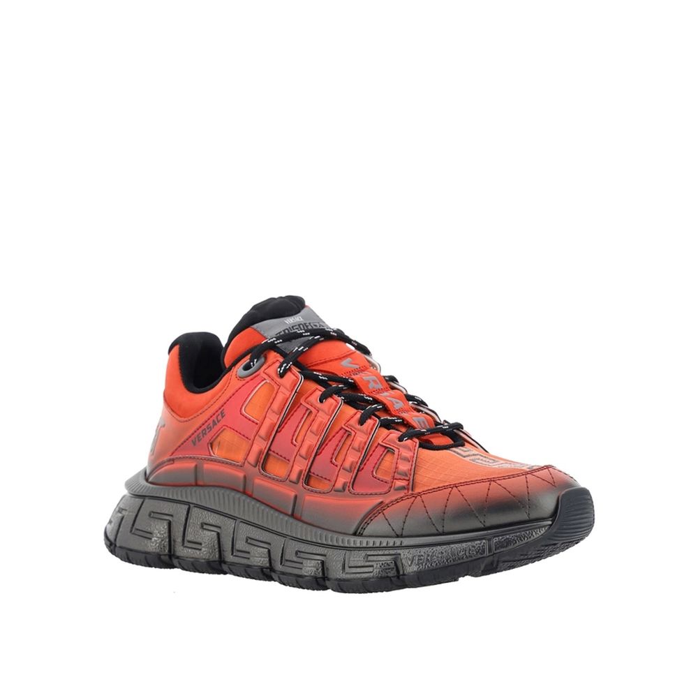 Versace Orange Fabric Athletic Sneakers | Regal Royce