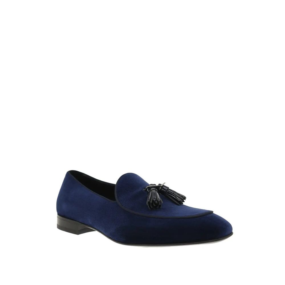Salvatore Ferragamo Blue Leather Slip-On Loafers | Regal Royce