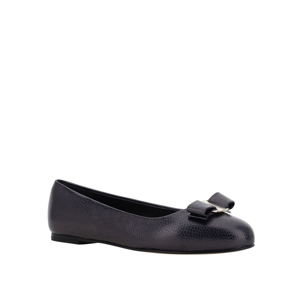 Salvatore Ferragamo Black Calfskin Ballet Flats | Regal Royce