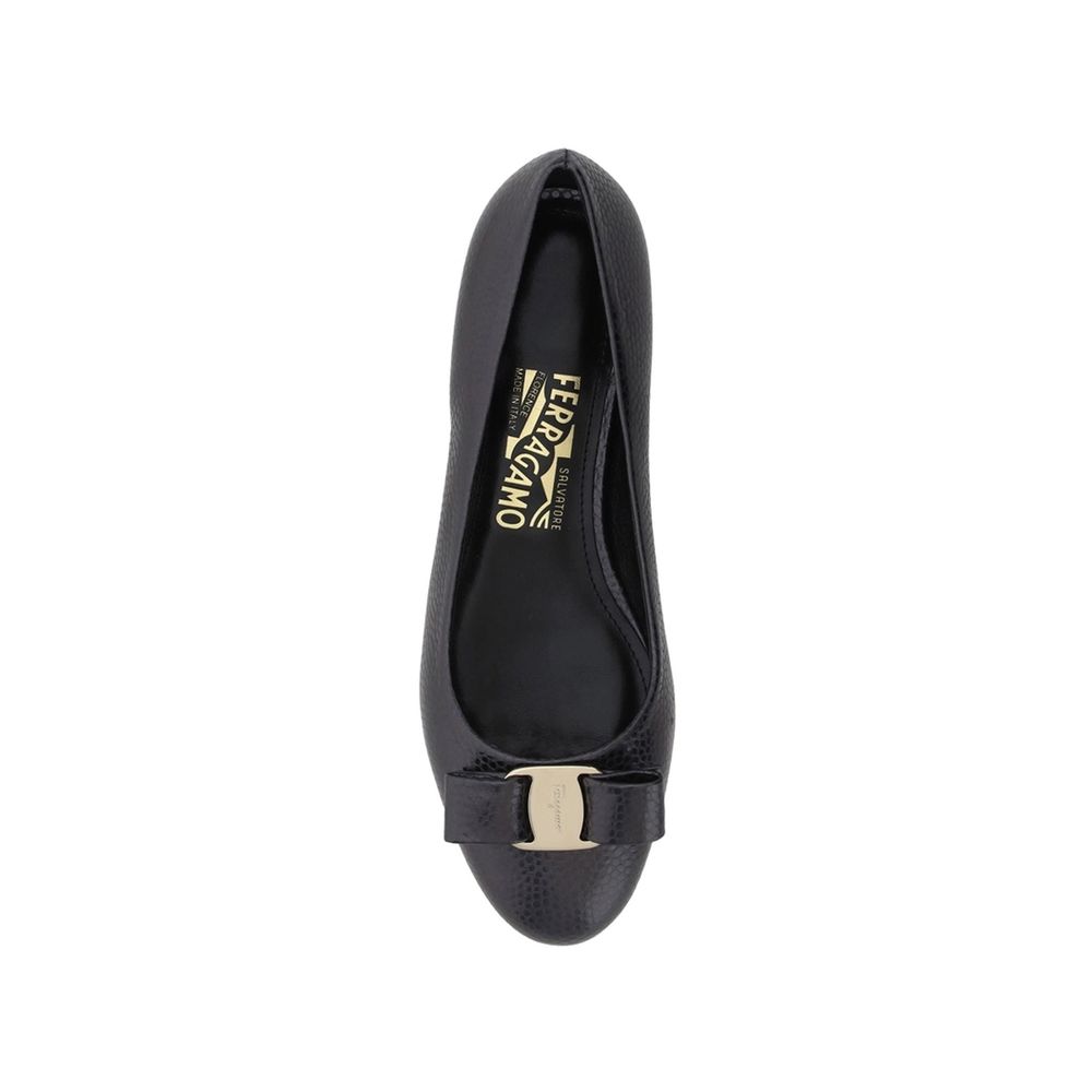 Salvatore Ferragamo Black Calfskin Ballet Flats | Regal Royce