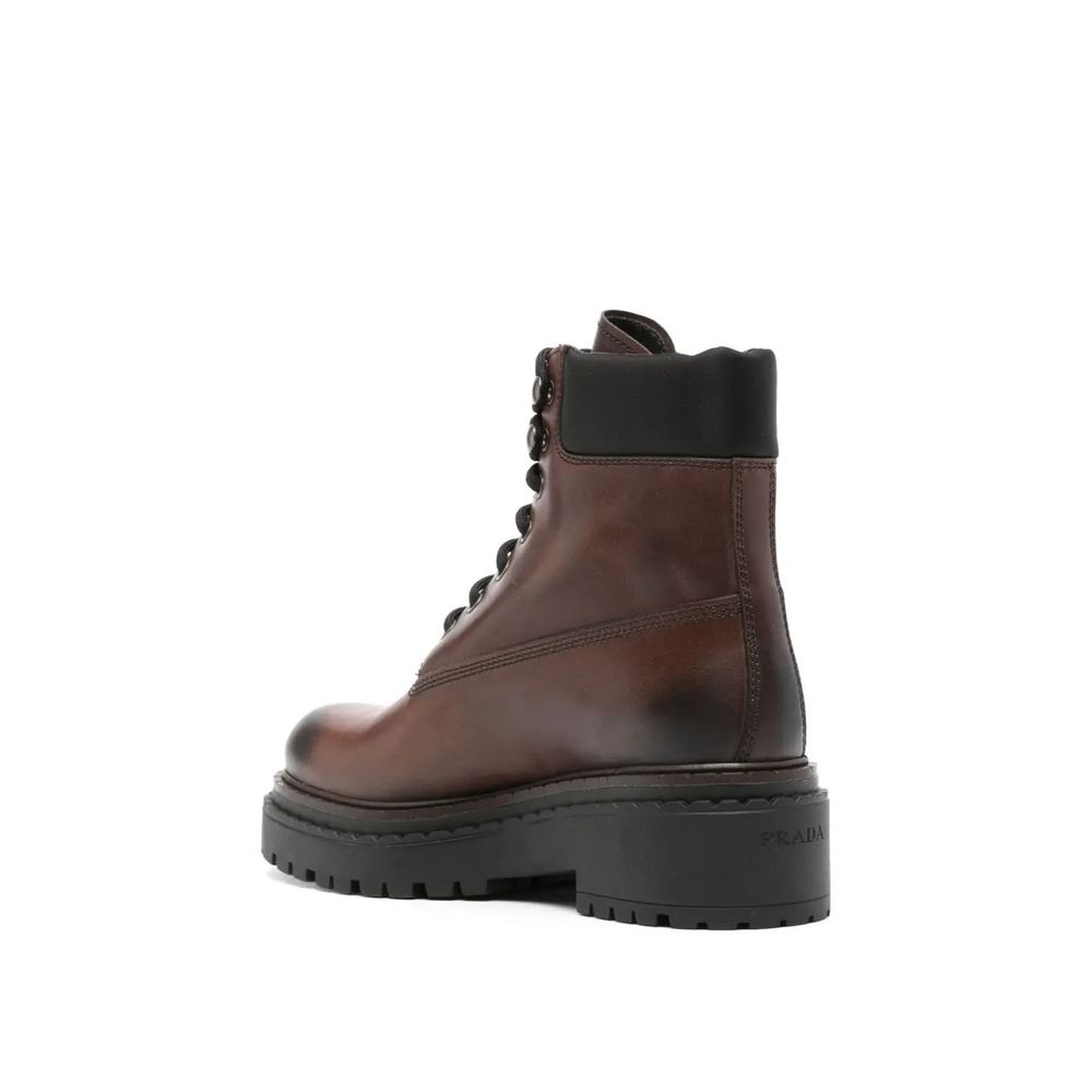 Prada Brown Calfskin Lace-Up Boots | Regal Royce